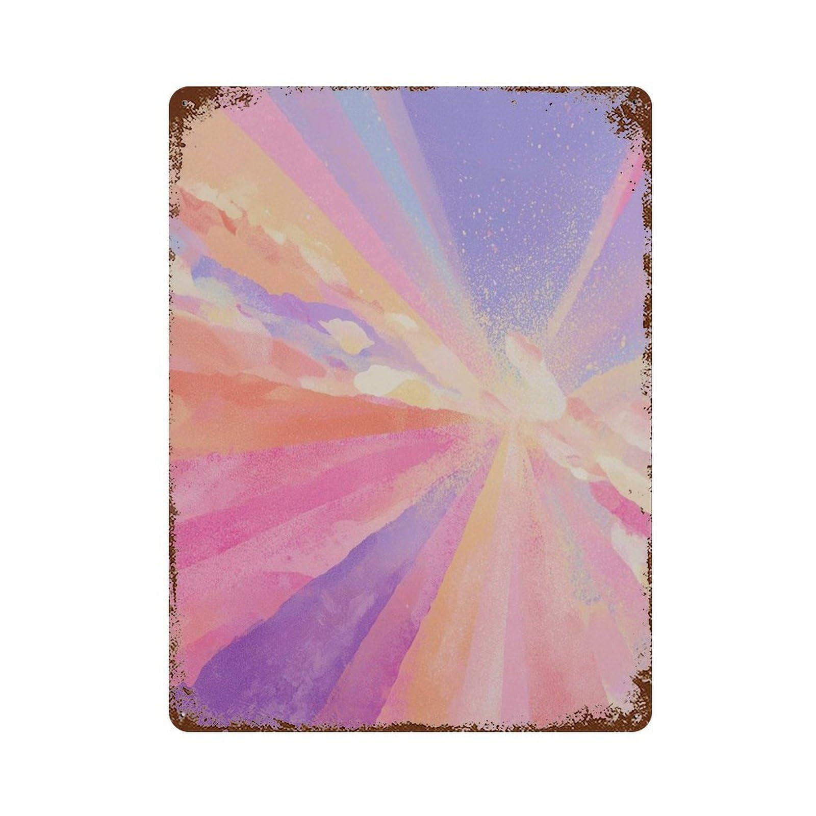 xiaoxiaoshen Pastel Sunburst Pink Purple Orange Rays Abstract Sky Inspired Work Dreamy Colorf Wall Decor Art Metal Tin Poster Modern Home Decor Art Home Bar Shop Decorations Vintage Sign 40x30cm