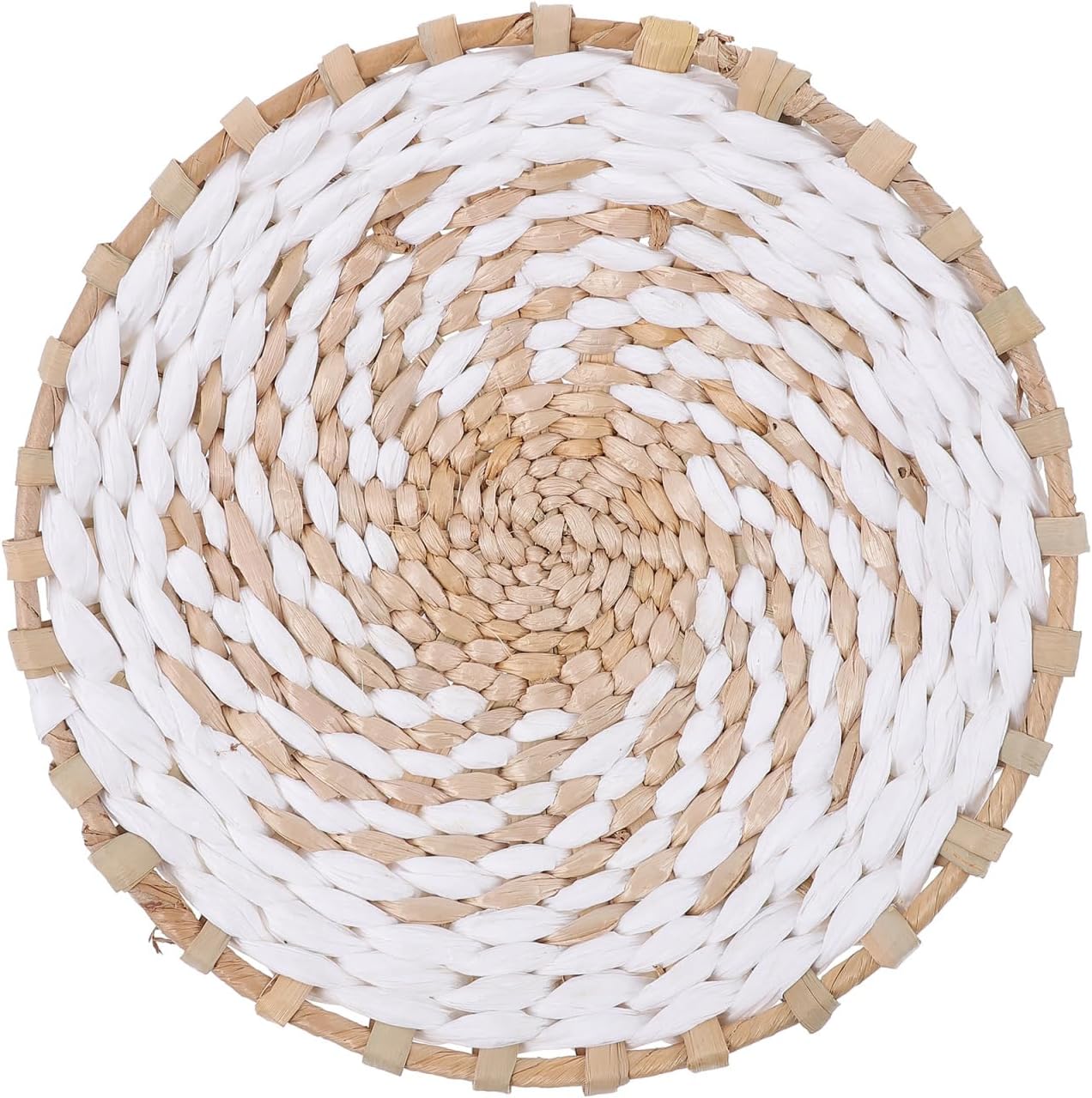 Luxshiny Bohemian Wall Basket Decor Woven Round Wall Hanging Basket Ornament Small for Home Living Room Bedroom Garden Balcony Natural Woven Art