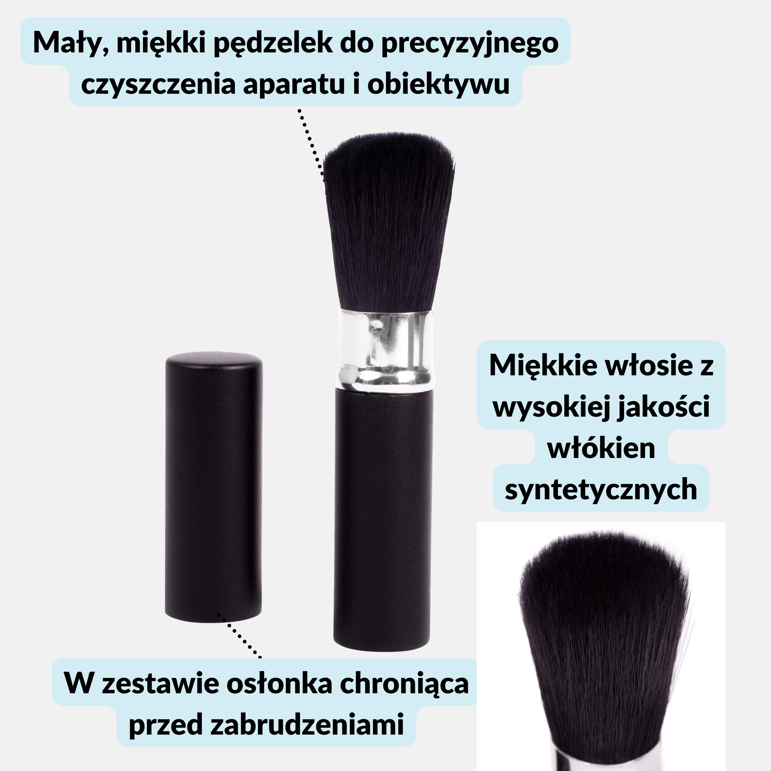 Lens-Aid Pędzel do czyszczenia obiektywu i aparatu: pędzel z pokrywką i miękkim włosiem do czyszczenia obiektywu, soczewki, filtra, aparatu, lustrzanek cyfrowych, optycznych