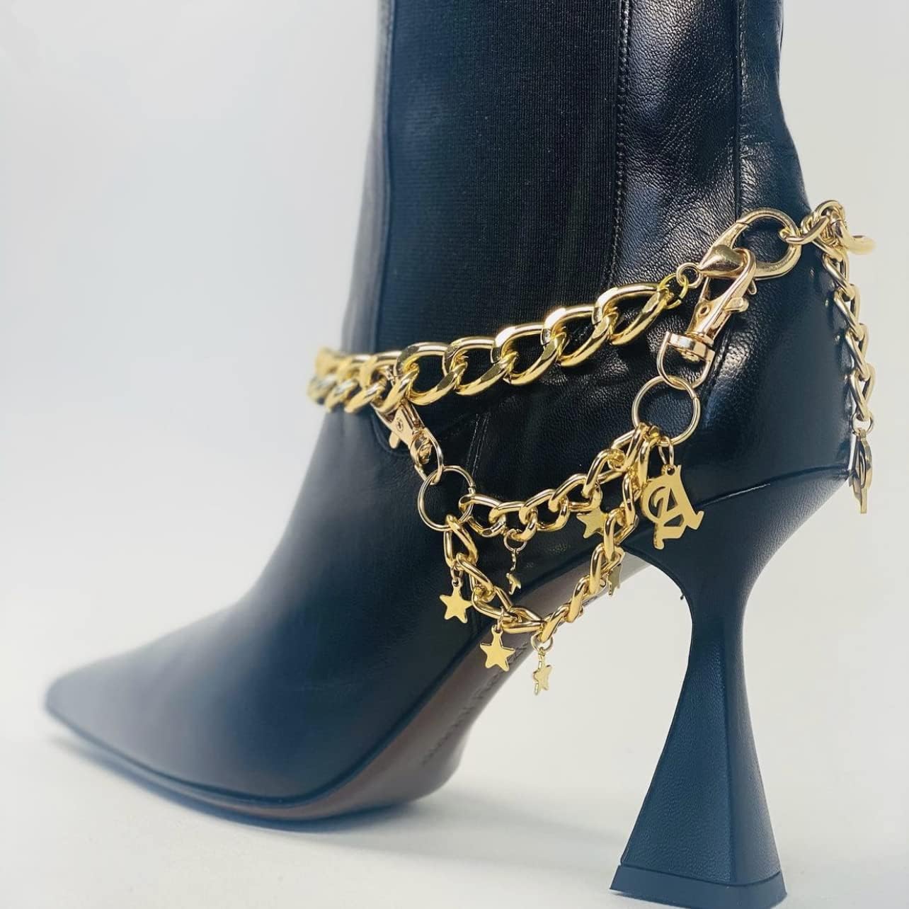 Shoelaces Chains Charm Shoe Decorations Hanging Clips Chain DIY Decorative Shoe Chainfor Sneakers Casual Shoe Chains Jewelry Anklets Lifetime Warranty (Gold Pentagram Style)