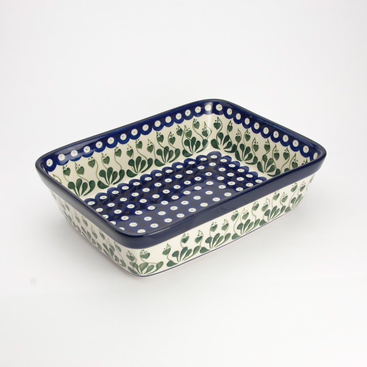 Polish Pottery 25cm x 19cm Small Lasagne Oven Serving Dish - Love Leaf