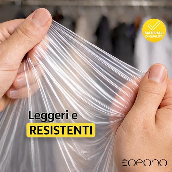 20 Custodie per Abiti 60x120cm Trasparenti - Sacchetti Vestiti Armadio Antipolvere per Tintorie, Giacche e Camicie - 2