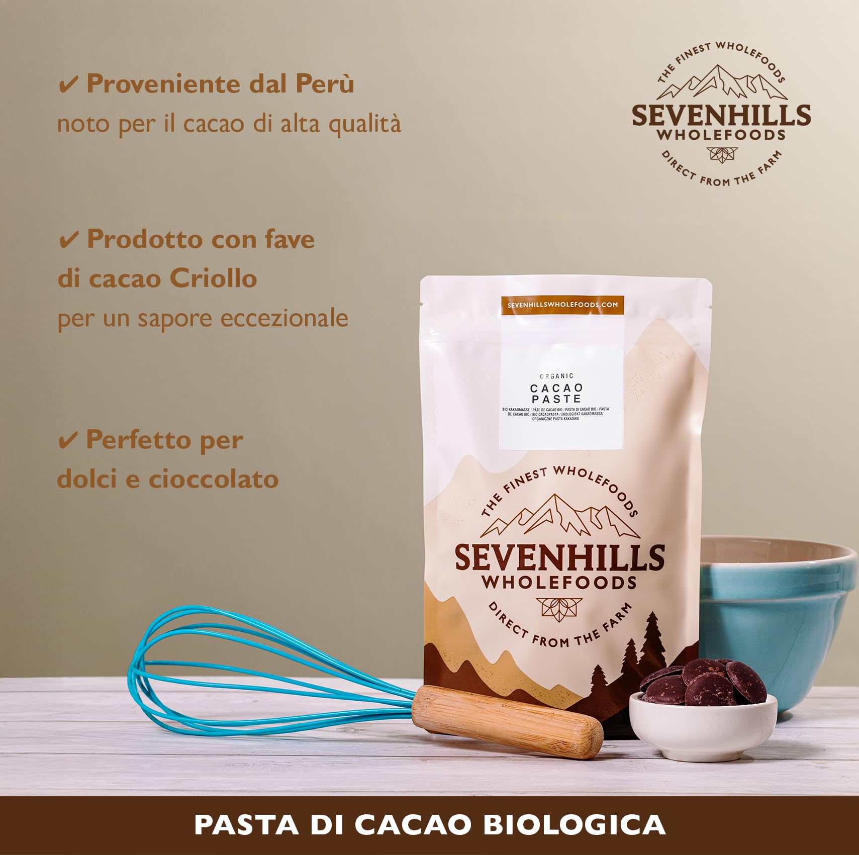 Sevenhills Wholefoods Pasta Di Cacao Bio 500g