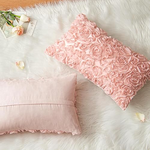 Miniatura 3 de MIULEE - Funda de almohada decorativa, rígida, cuadrada, romántica, con diseño de rosas en gasa 3D, para sofá, dormitorio, para el Día de San