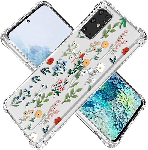 KOARWVC Funda para Galaxy S20 Plus, S20+ SM-G986U, transparente, con diseño de poliuretano termoplástico (TPU), absorción de impactos, diseño