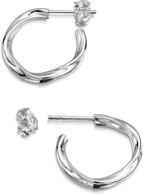 Amberta Women's 925 Sterling Silver Hoop Earrings