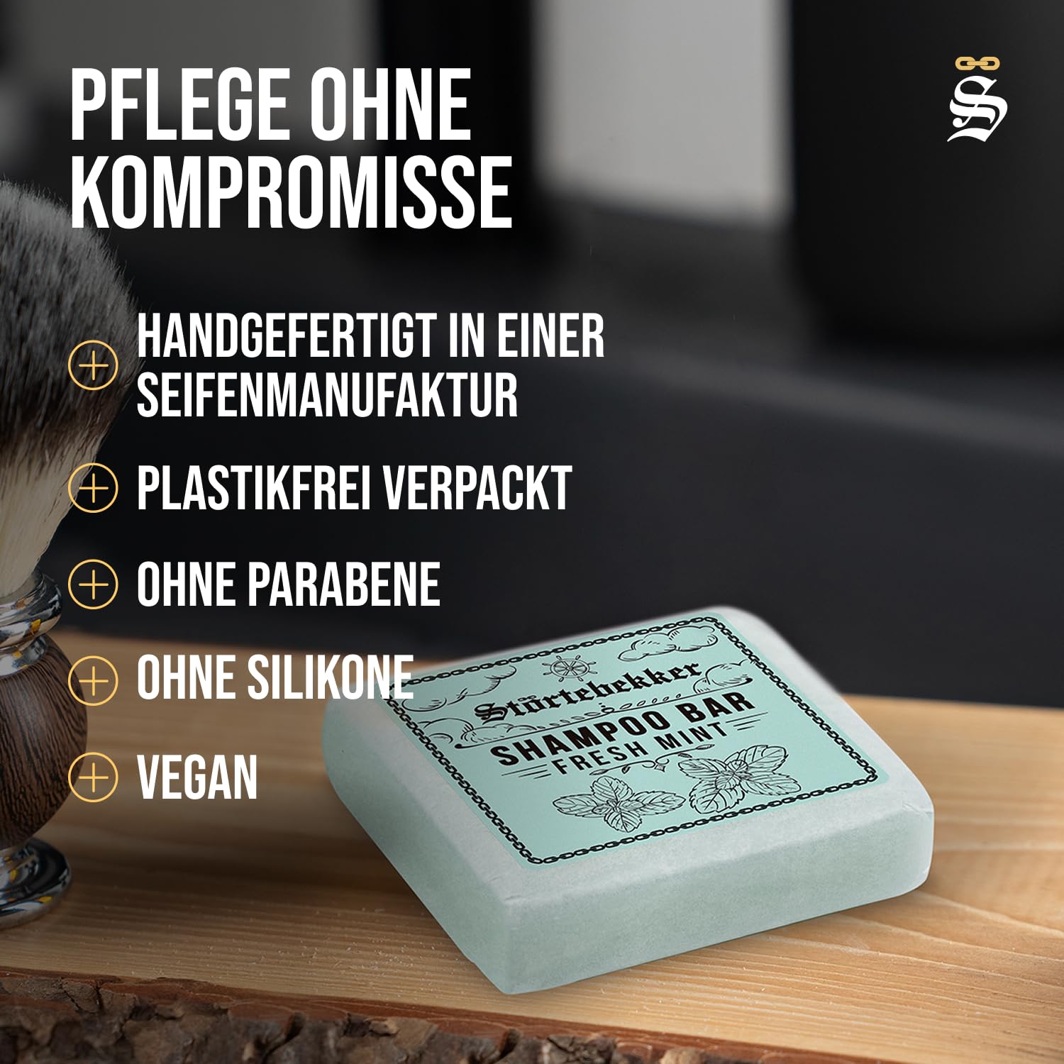 Störtebekker® Premium Shampoo Bar Fresh Mint (6x) - Festes Shampoo Herren & Damen - 3in1 Duschseife Männer für Haare, Kopfhaut & Bart - Feuchtigkeitsshampoo - vegan, handgefertigt - 6x100g