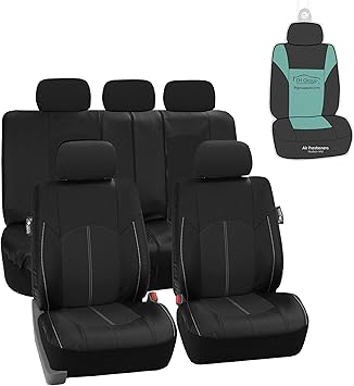 Amazon Com Fh Group Faux Leather Highest Grade Car Seat Covers For Front And Rear Split Function Universal Fit For Cars Trucks And Suvs Solid Black Automotive
