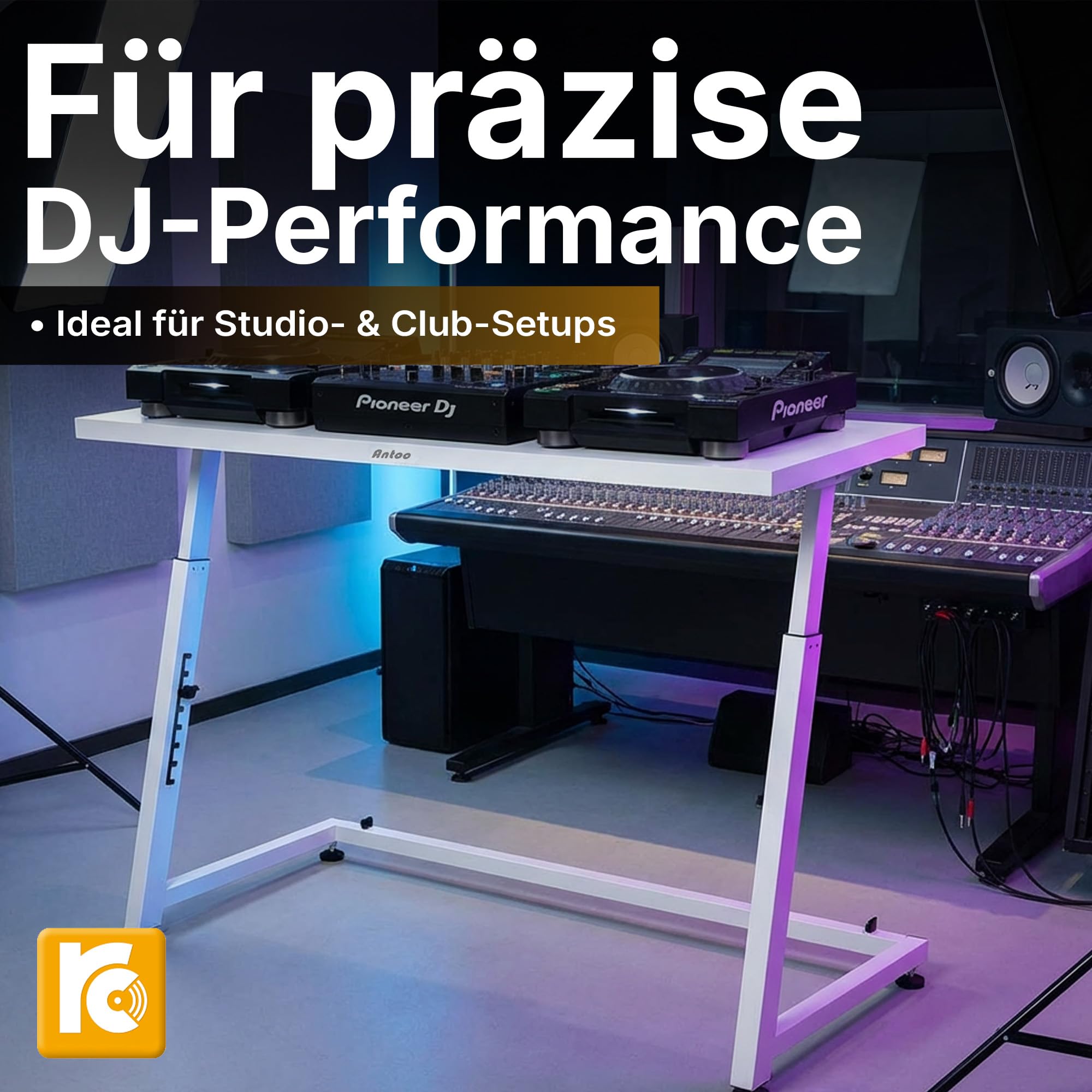 Antoc DJ-Stand DJS-40 - White - Portable DJ-Pult mit Platz für ein ganzes DJ-Setup
