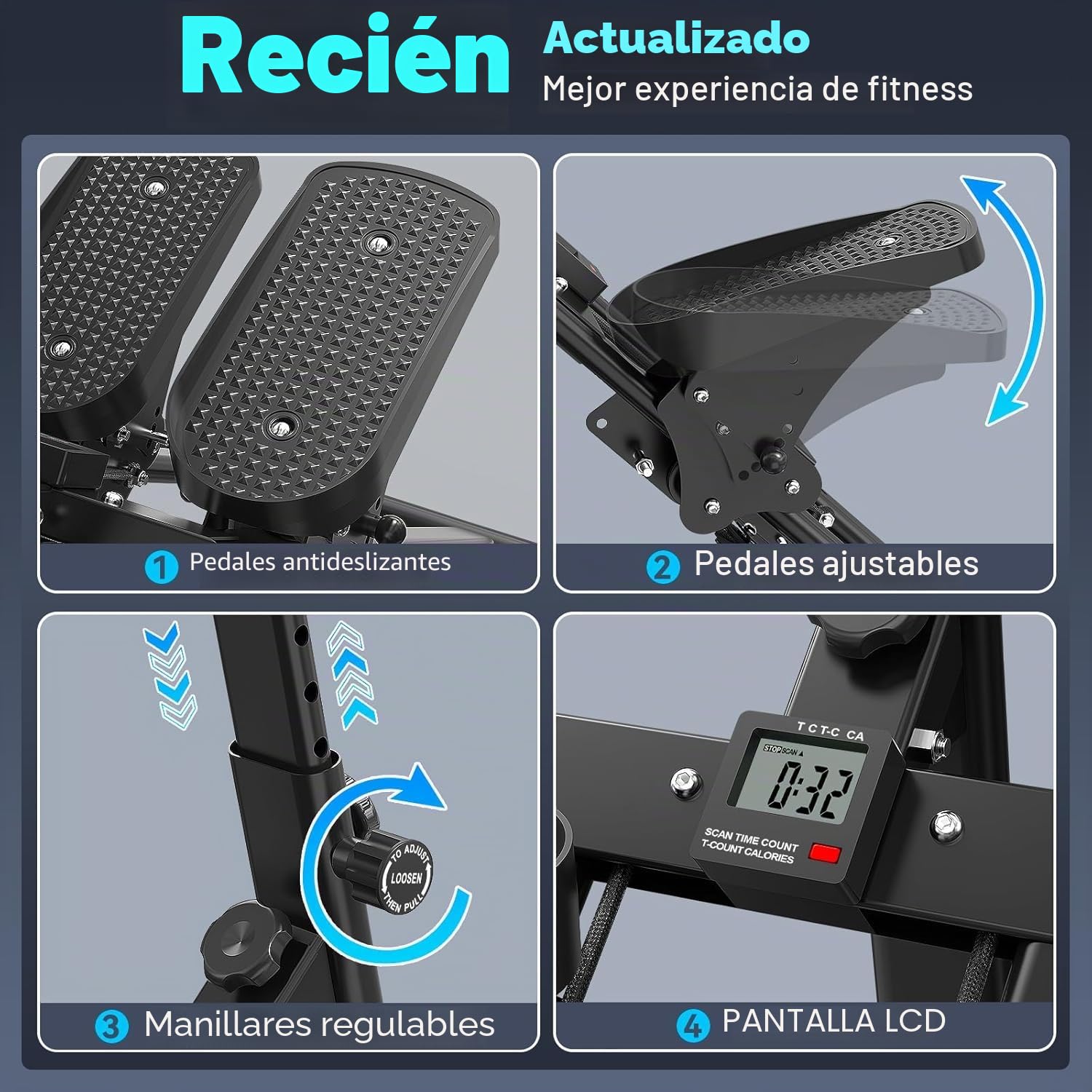 Escalador de escaleras para el hogar, plegable, pedal grande, máquina de escalada vertical para entrenamiento de cuerpo completo, paso a paso para entrenamiento en casa con capacidad de carga de 110