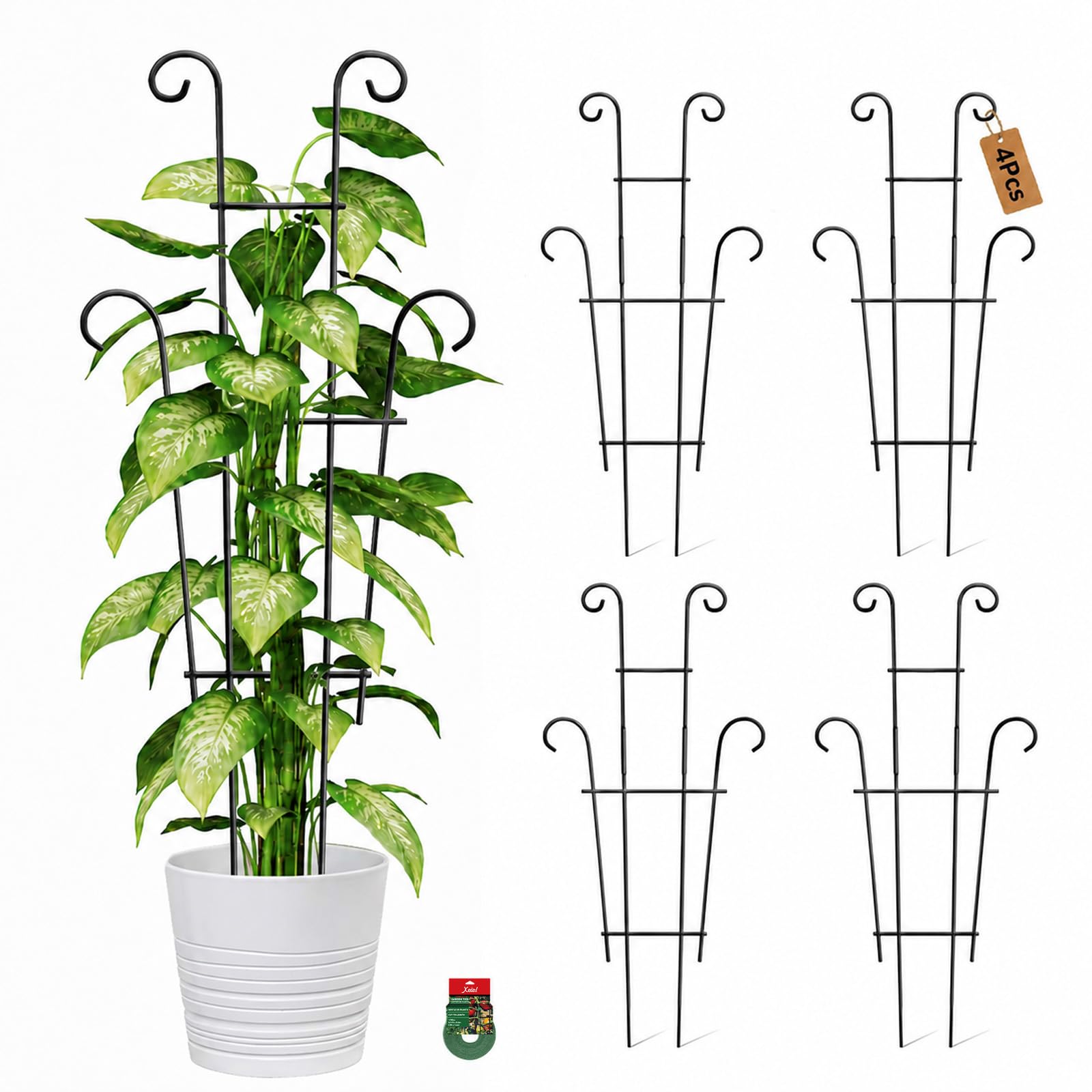 4P Plant Trellis for Potted Plants, Larger 23in Garden Trellis for Climbing Plants Indoor Outdoor, Rustproof House Plant Support Stakes for Pothos Hoya Ivy Flower