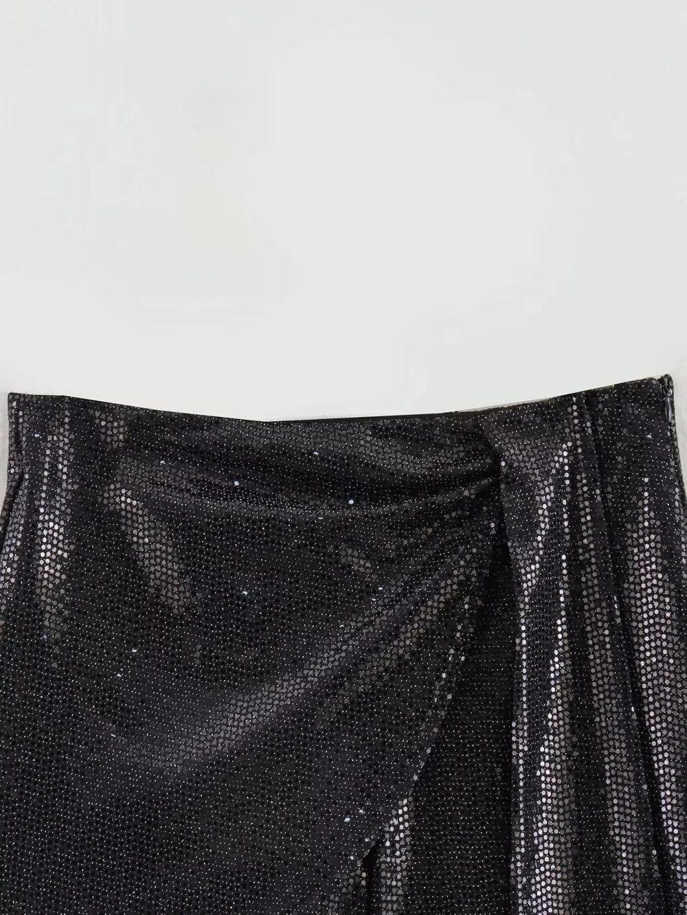 SWEPER Falda Corta De Mujer - Falda Pantalón Cruzada con Diamantes De Imitación para Mujer, Estilo De Fiesta, Cintura Alta, Cremallera Lateral, Pantalones Cortos Femeninos Versátiles