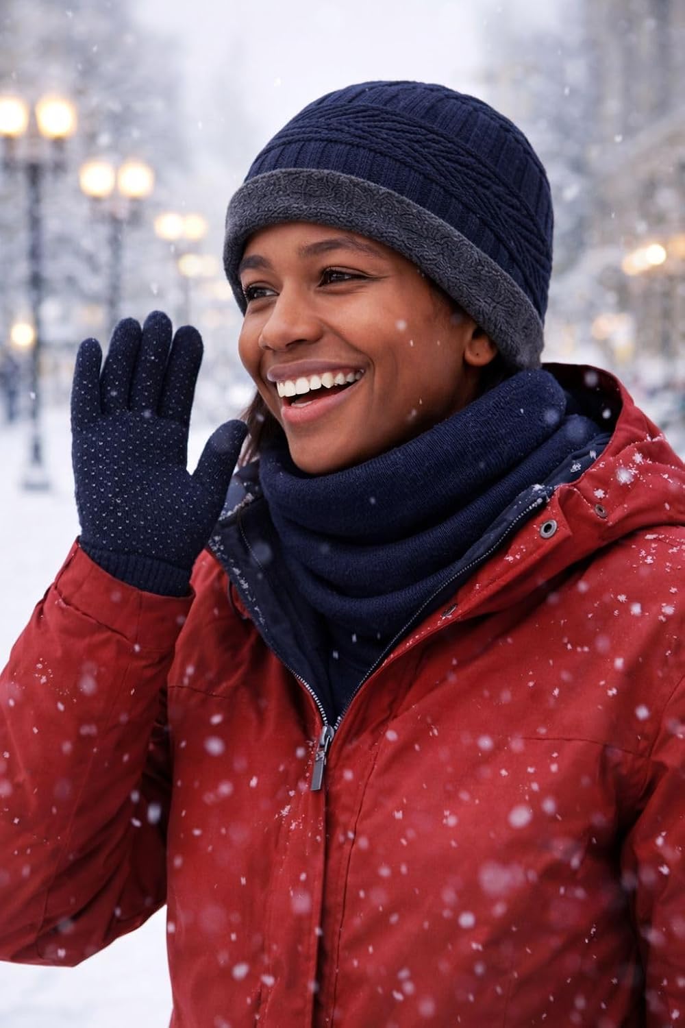 Ultimate Winter Warm Set – Thick Knit Beanie, Touchscreen Gloves & Fleece Neck Warmer for Men & Women, Stay Cozy and Stylish in the Cold - Image 8