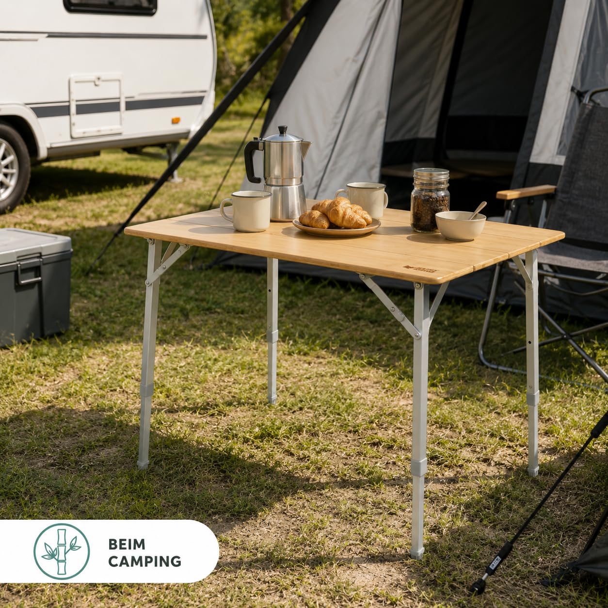 Happy Rhino - Klapptisch Lorentz Bambus - Campingtisch - Faltbar - Gartentisch - Braun - 80x60 cm