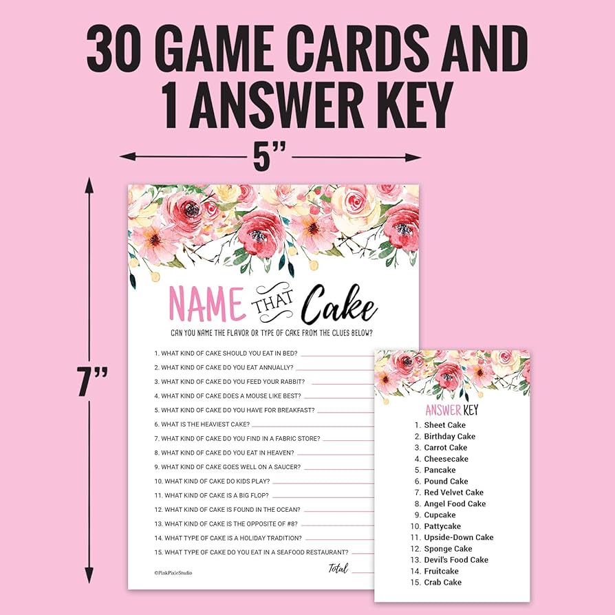 Amazon.com: 30 Name That Cake Game Cards- Bridal or Baby Shower, Birthday, Gender Reveal, Engagement or Bachlorette Party- Fun, Easy Activity for Women, Men, and Kids : Home & Kitchen amazon-com-30-name-that-cake-game-cards-bridal-or-baby-shower-birthday-gender-reveal-engagement-or-bachlorette-party-fun-easy-activity-for-women-men-and-kids-home-kitchen