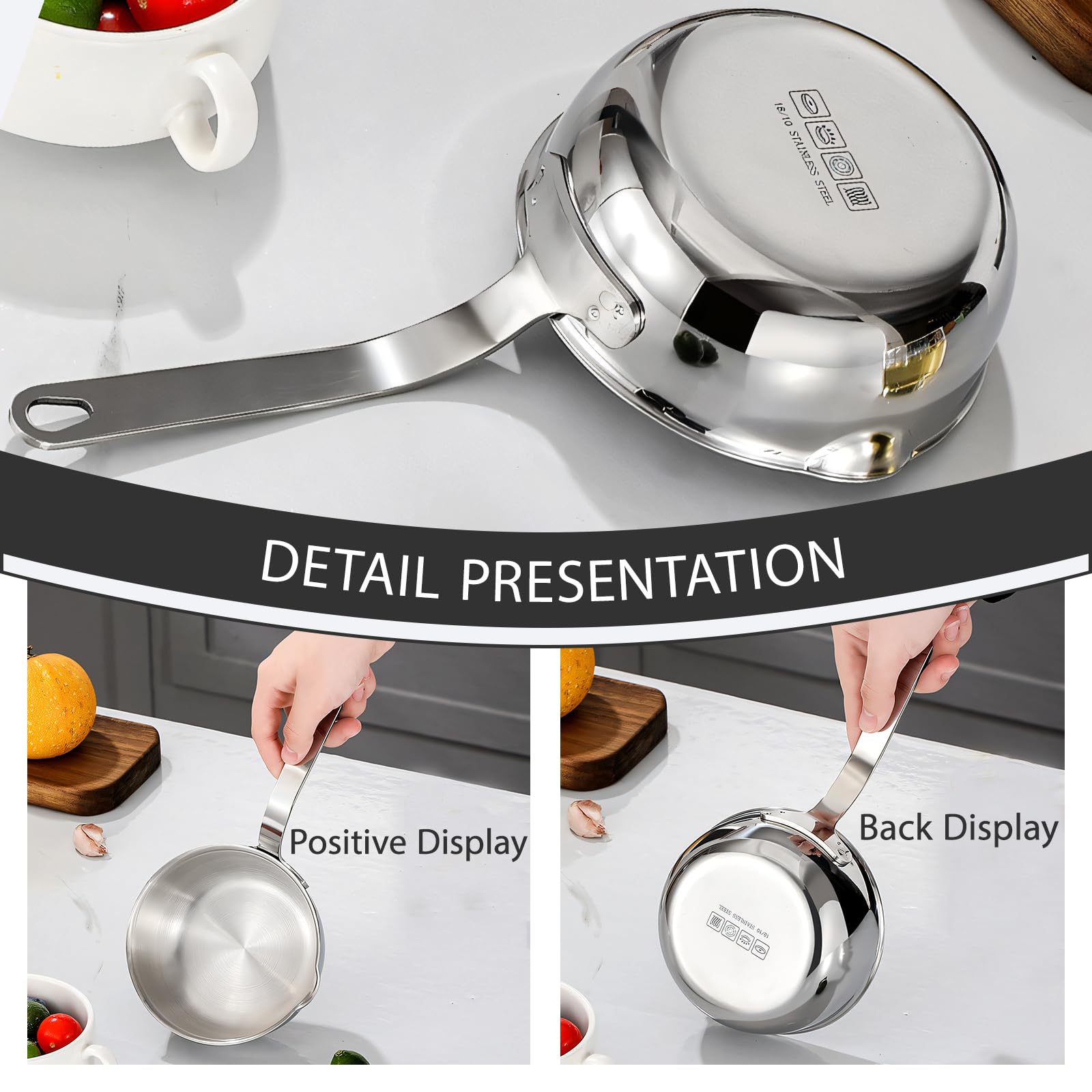 Stainless Steel Butter Warmer - Milk & Coffee Pot -6