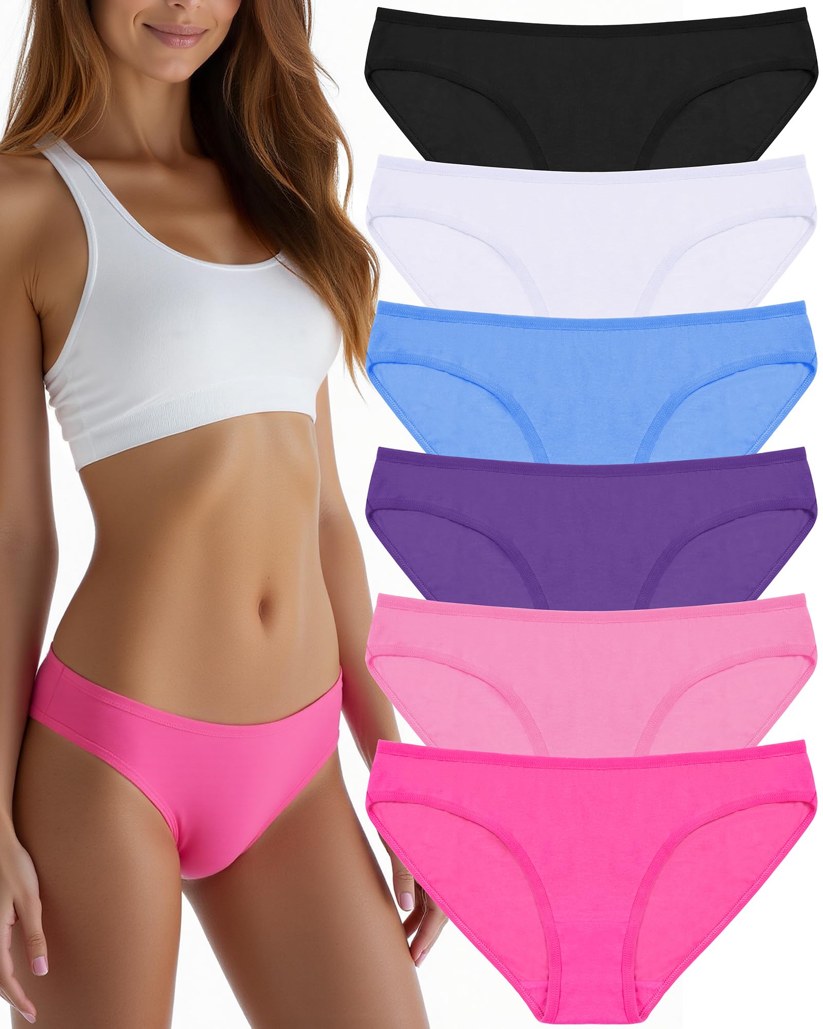 ANZERMIX Women's Breathable Cotton Bikini Panties Pack of 6