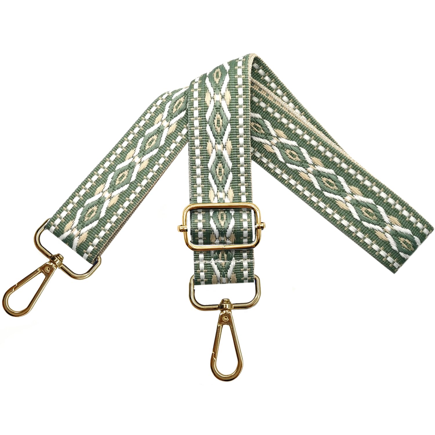 Adjustable Shoulder Strap for Bags, Women's Carry Strap, Bag Straps for Changing, Bag Strap Wide 3.8 cm with Gold Carabiner, Shoulder Strap for Shoulder Bag, Handbags, Light Green, N39