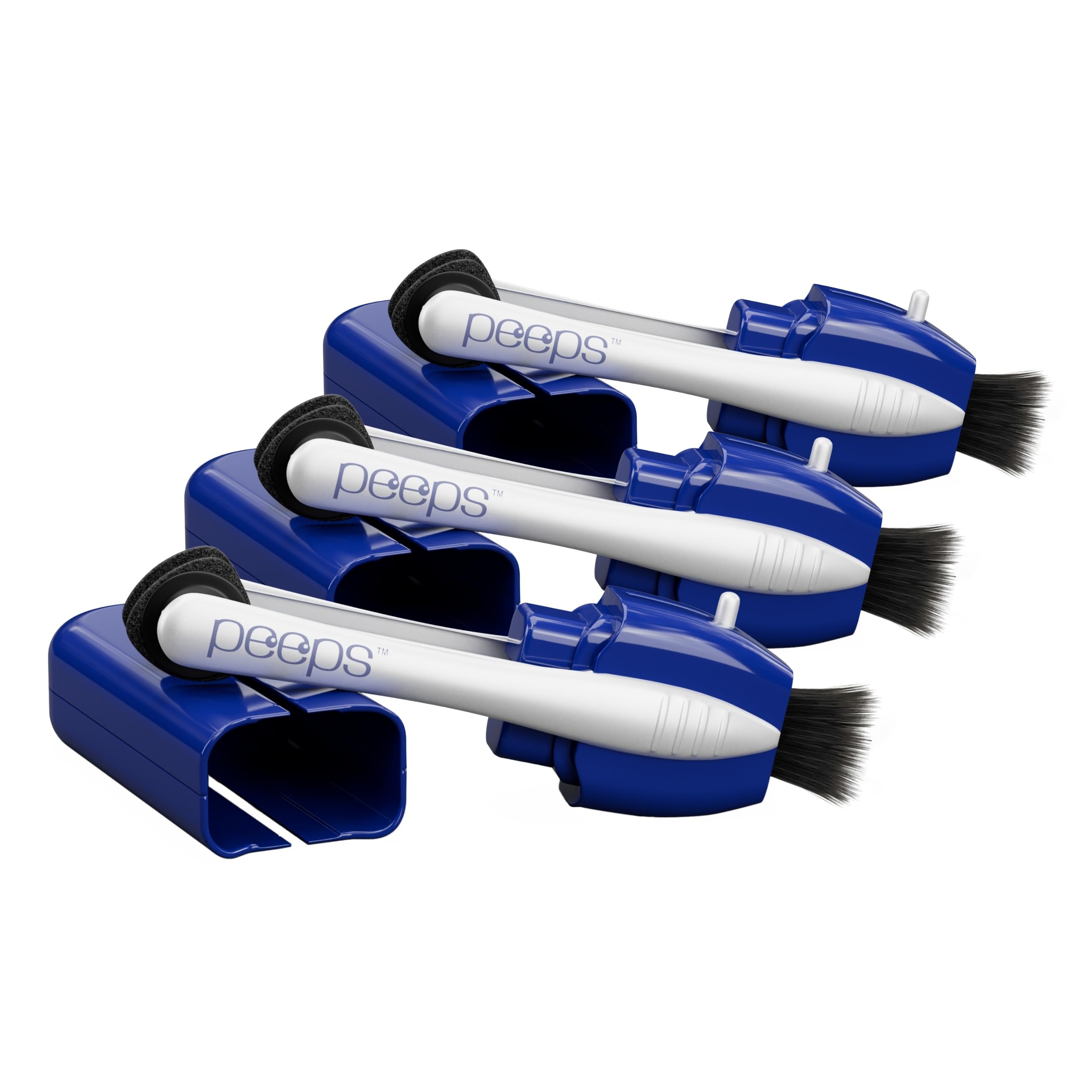 CarbonKlean Peeps Glasses Cleaner - for Eyeglasses, Reading Glasses, and More - Lens Cleaner with Carbon Microfiber Tech - Blue Injected - 3 Count