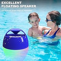 Vista 8 de Portable Bluetooth Pool Speakers,Hot Tub Speaker with Colorful Lights,IP68 Waterproof Floating Speaker,360° Surround Stereo Sound,85ft Bluetooth