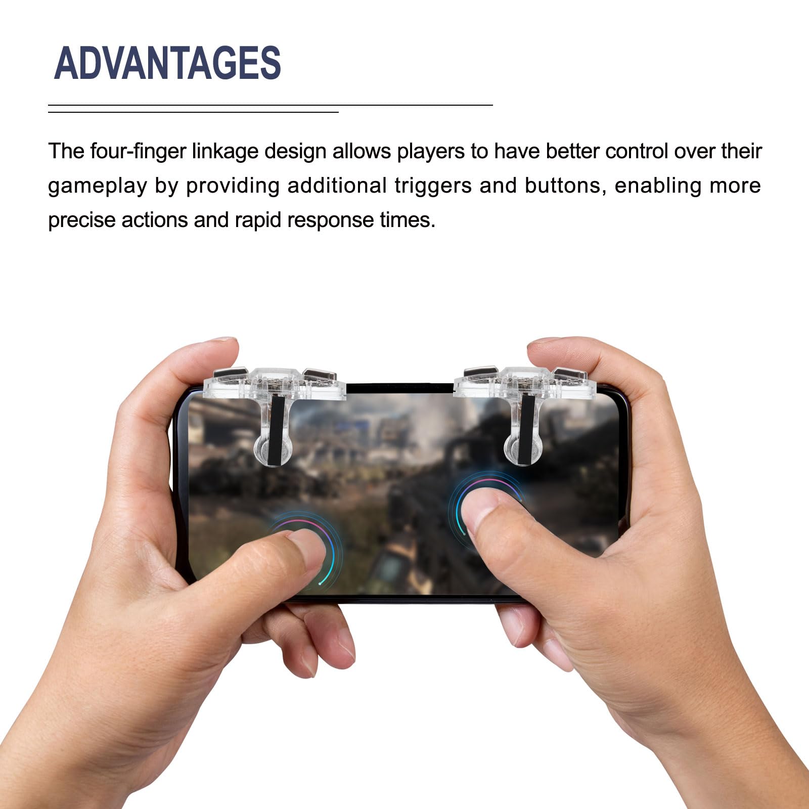 QUARKZMAN Gaming Déclencheur Mobile Jeu Contrôleur 1 Paire Feu Touches Sensible Prise de Vue Réglable Boucle Noir pour 4,7-6,5 Pouce Portable Téléphone