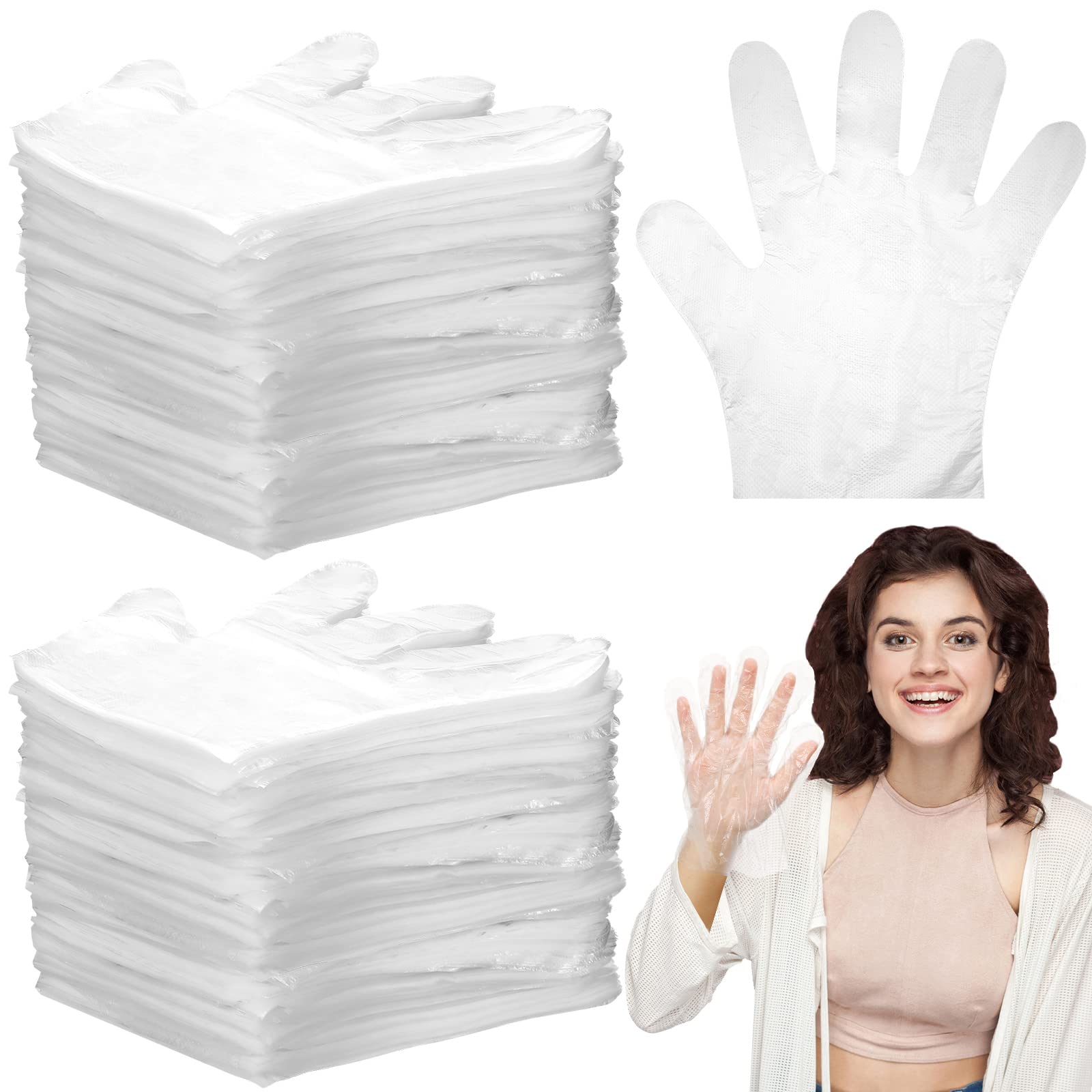Dingion 4000 Pack Disposable Gloves Plastic Disposable Food Prep Safe PE Latex Free Gloves for Gardening Kitchen Cooking Food Handling