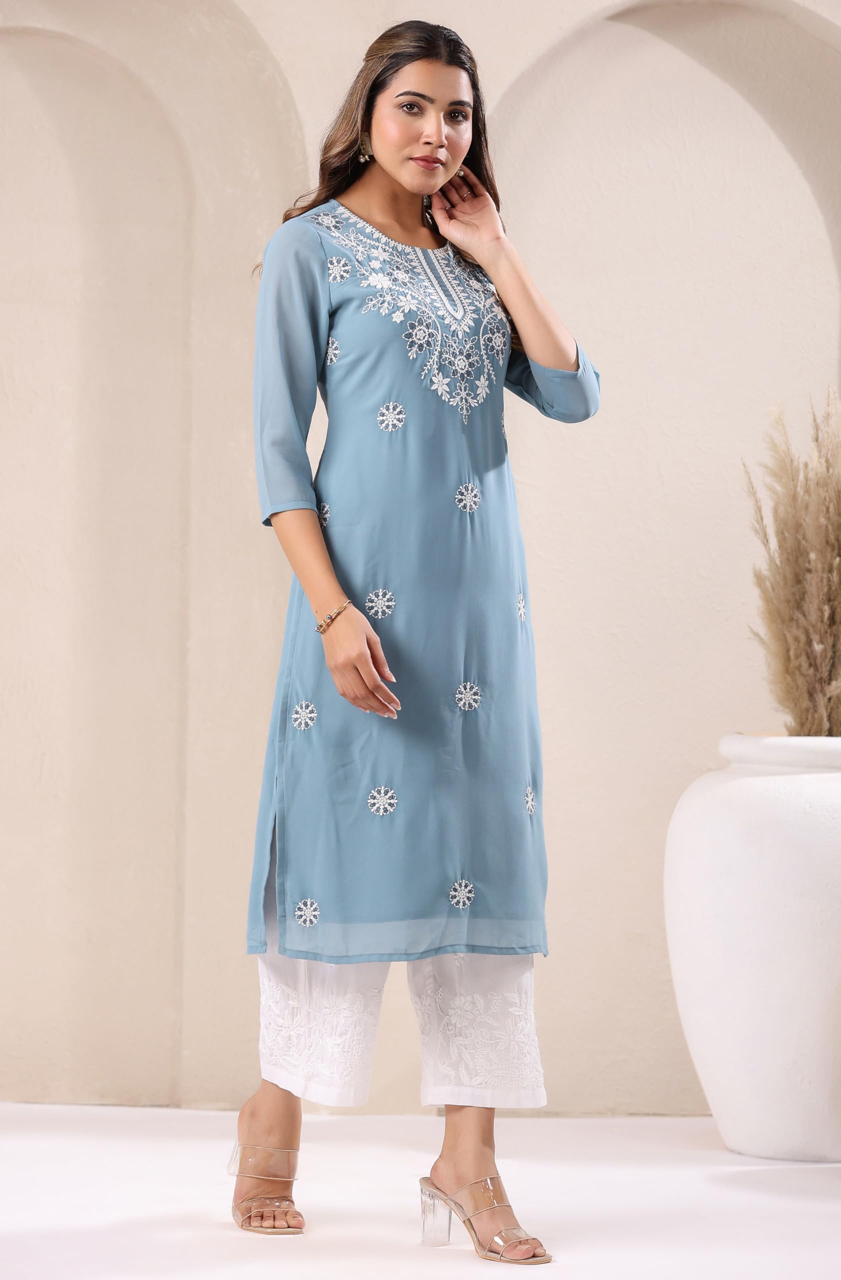 Janasya Women's Georgette Regular Fit Casual Kurta product image 4