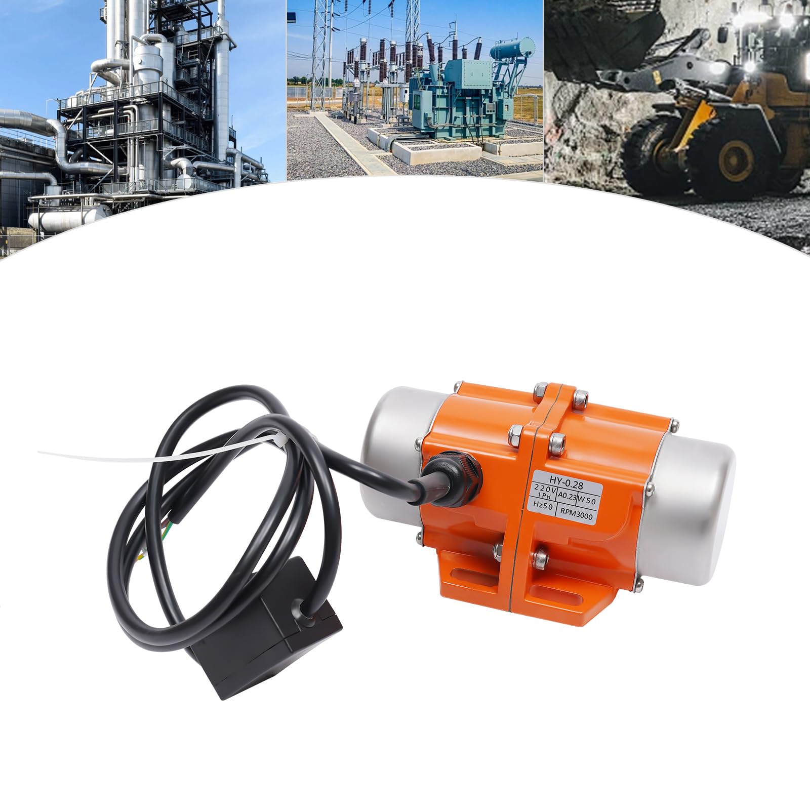 Motor de vibración asíncrono monofásico de 50 W, potencia oscilante ajustable de 3000 rpm, carcasa de aluminio, motor industrial estable para construcción, alimentos, minería