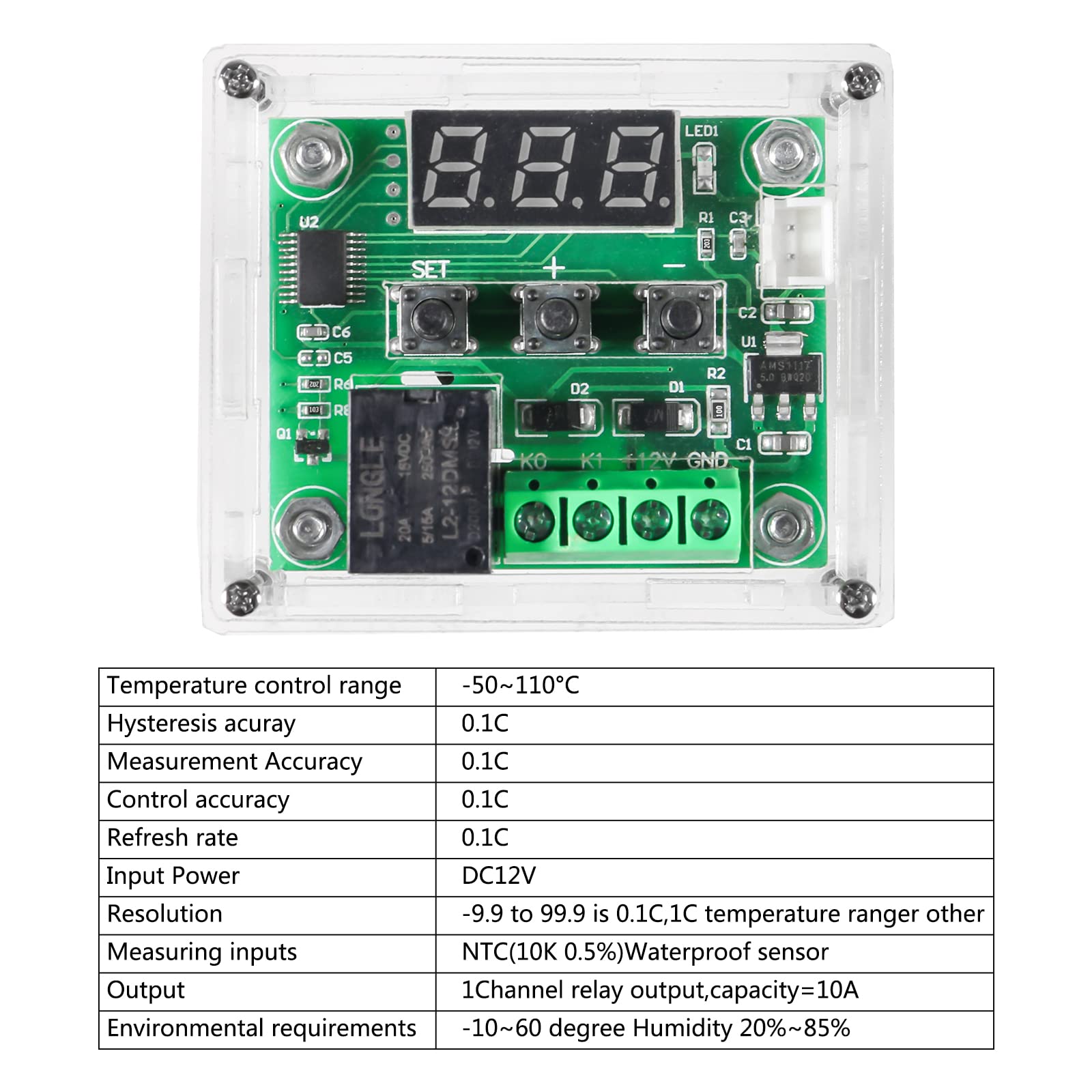DC 12V W1209 Mini Digital Kühl /Wärme Temperatur Thermostat Thermometer Temperatur Regler Ein/Aus Schalter 50 110C