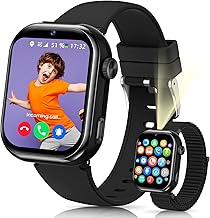 4G Children's Smart Watch, IP68 Waterproof Children's Phone Watch with GPS, SOS, Calls, Video Calls, Voice Chat, Dual Camera, Class Mode, Pedometer, Alarm Clock, Smartwatch for Girls and Boys, Black