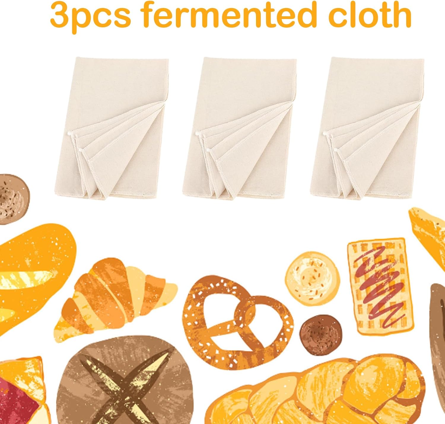 3Pcs Linen Cloth for Bread Baking 14x18 Inches Tea Towels for Baking Sourdough Bread Proofing Towel Pastry Cloth for Dough, Baguettes, Loaves, Pastry, Homemade Bread