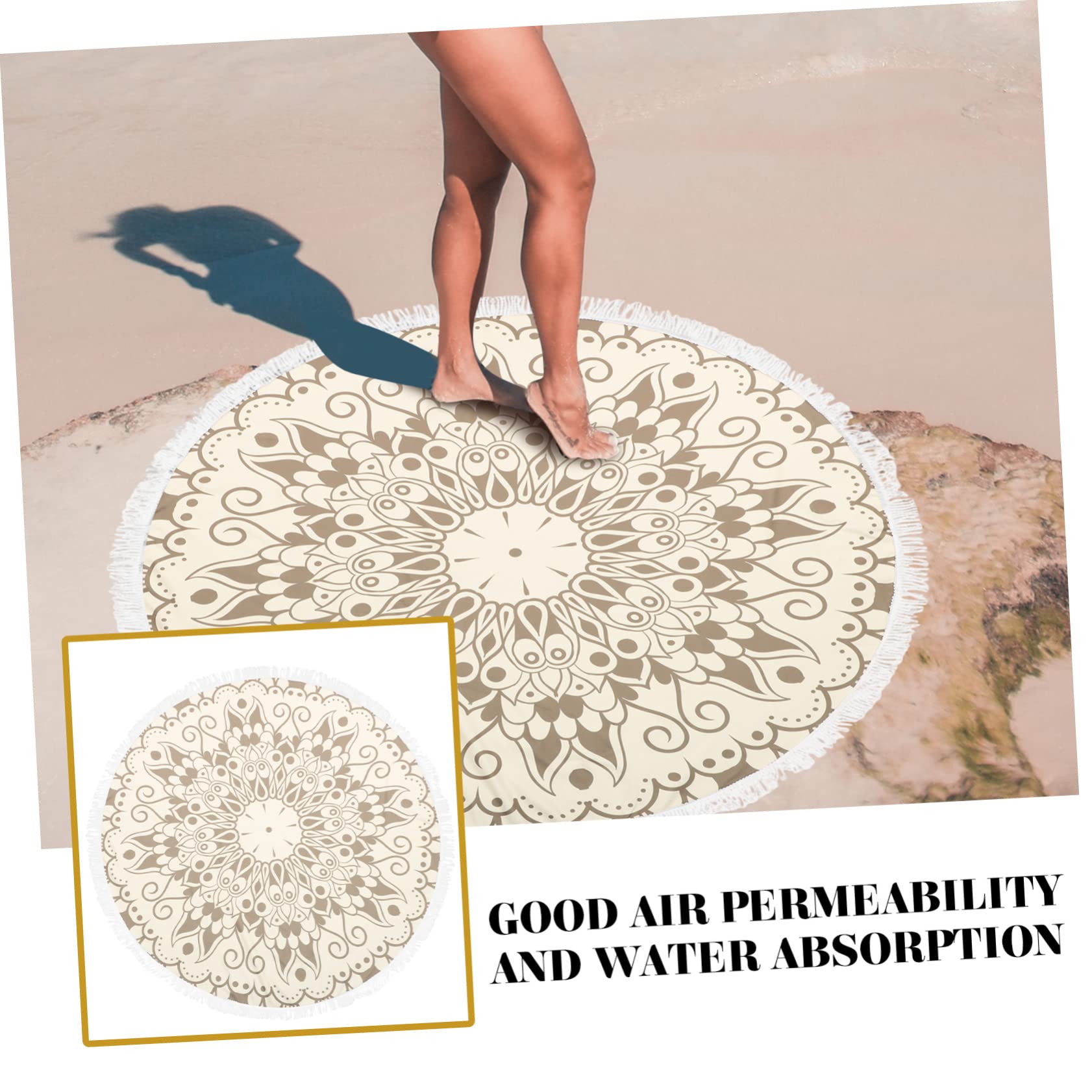 Telo Mare Rotondo Mandala in Microfibra 150cm, Vacanze Estive Spiaggia