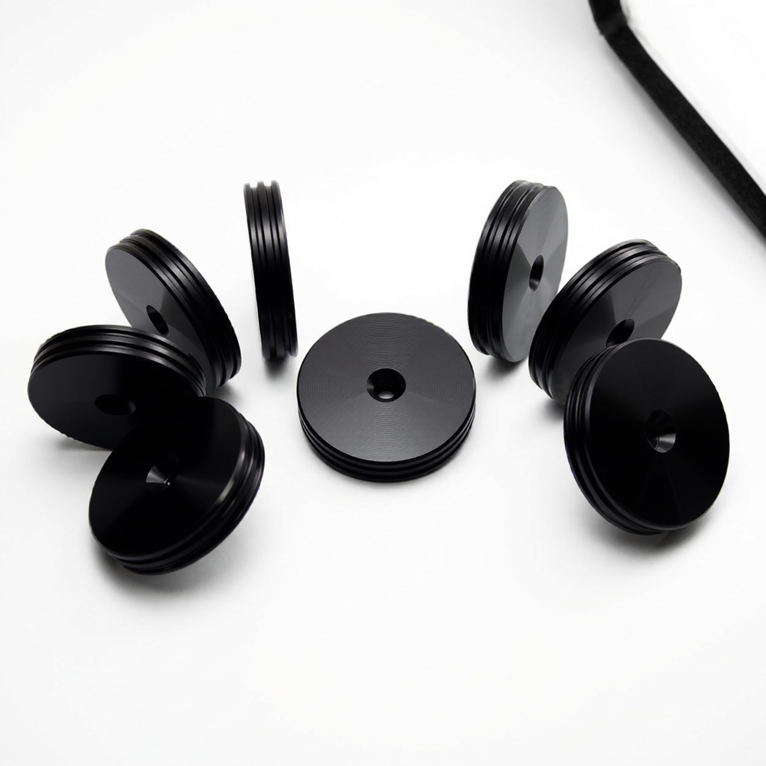PrecisionGeek Set di 8 cuscinetti per altoparlanti diametro 20 mm spessore 4 mm alluminio nero