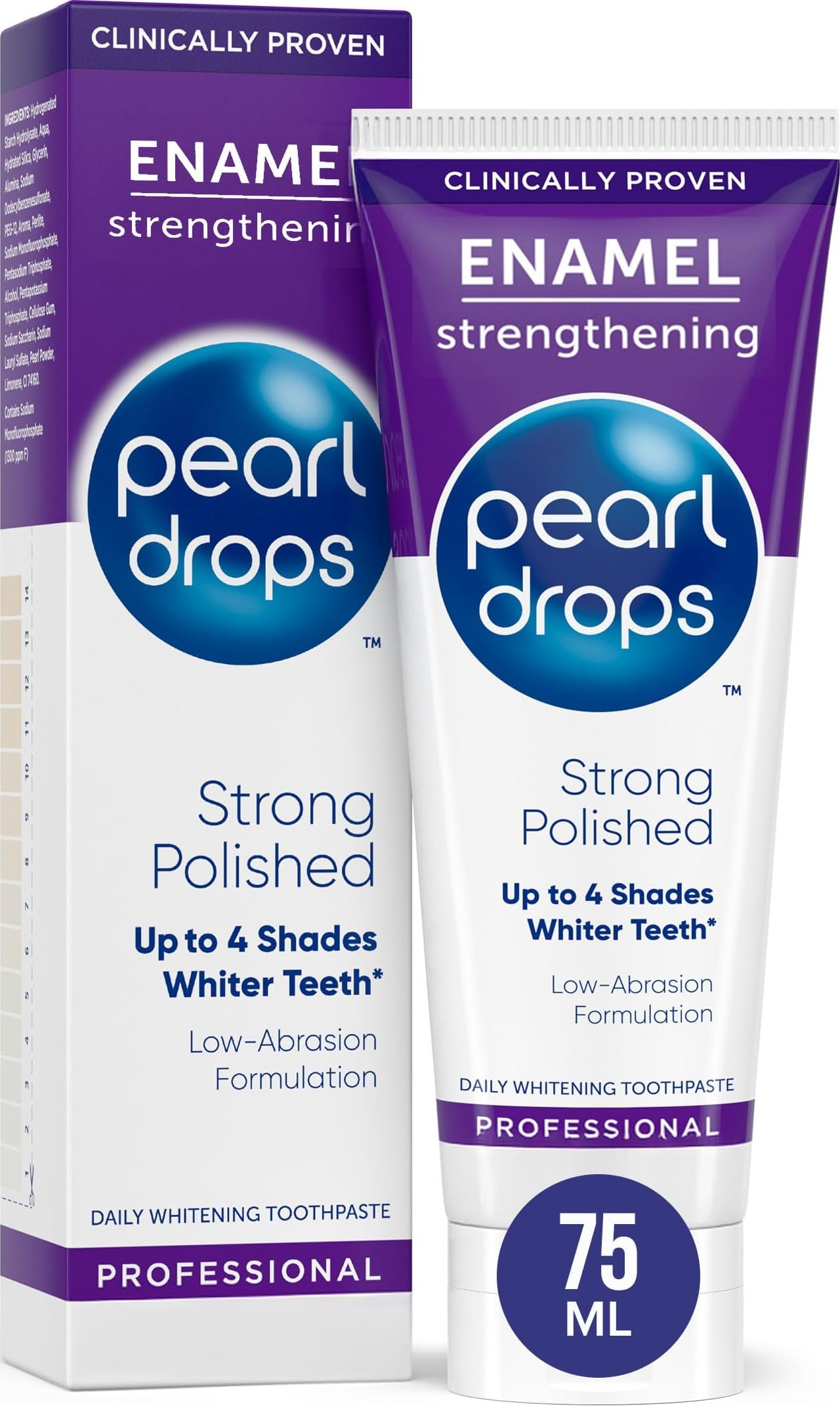 Pearl Drops Strong Polished White Toothpaste, Mint Flavour, 75ml