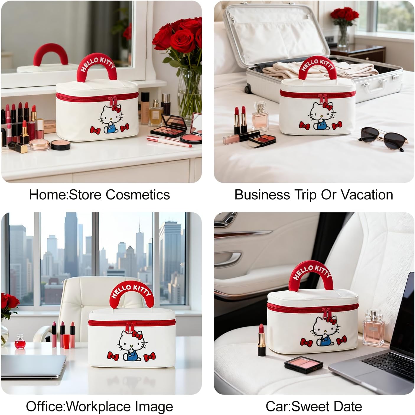 Vimanllie Large Travel Makeup Bag Waterproof Cosmetic Bags,Portable Toiletry Organizer with Handle for Girl,Cute Home Storage for Women - Image 5