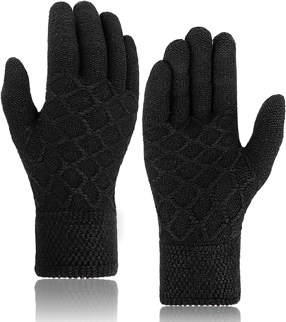 Winter Warm Knit Gloves - Touch Screen Gloves Thermal Gloves with Soft Lining Elastic Gloves for Men and Women Outdoor Running Driving Cycling Walking Typing