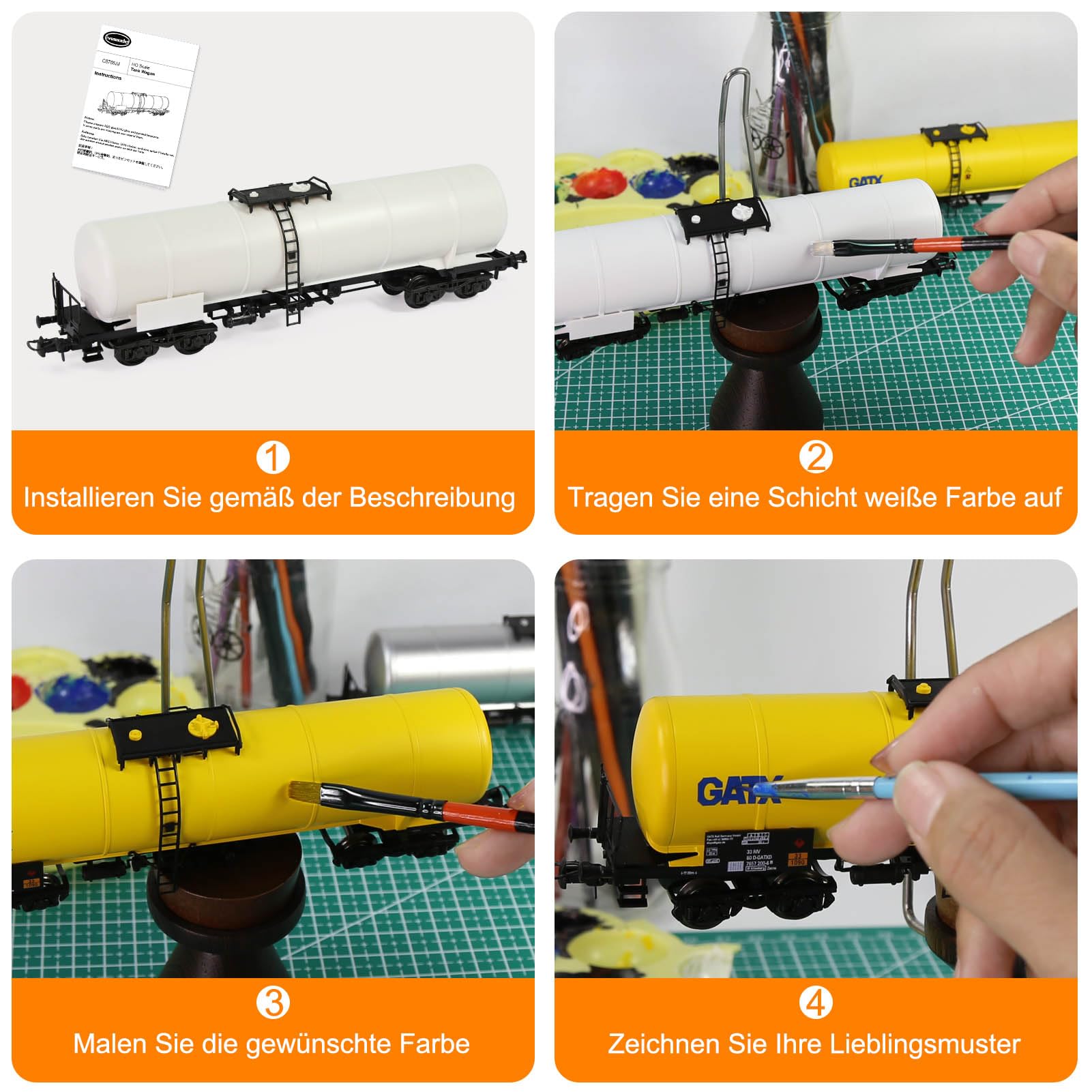 Evemodel 1 jeu de piste H0 1:87 - Modèle non moulu - Train - Camion à chaudière - Accessoires adhésifs