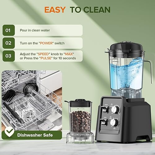 Miniatura 8 de Blender, Blender for Smoothies with 68Oz. Pitcher, 27Oz. Grinder and 20Oz. To-go Cup, 28000 RPM Countertop Blenders for Kitchen, Ice Crushing,