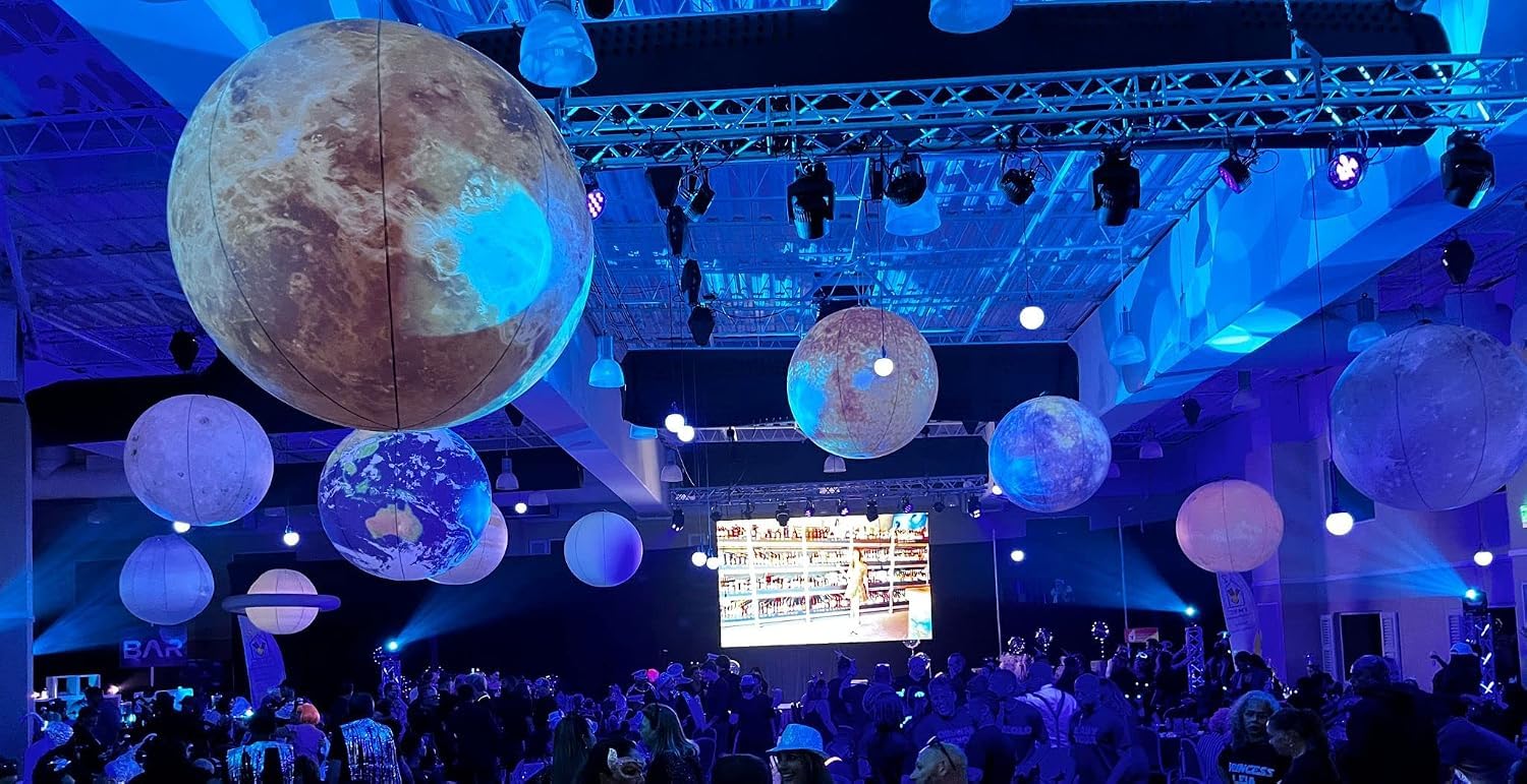 Juego inflable del sistema solar de planetas espaciales, 8 planetas + Plutón + sol y luna, 11 piezas, astronomía para educación, galaxia, espacio, decoración de fiesta temática