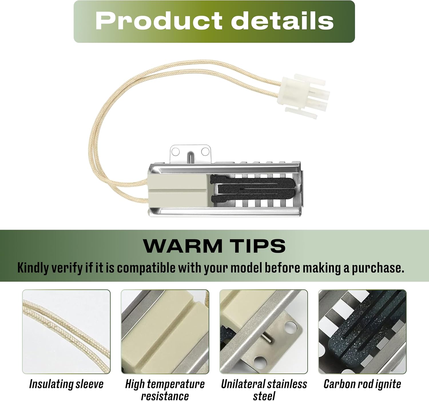 Range Oven Igniter for Samsung NX58F5500SS, NX58H5600SS Range Models