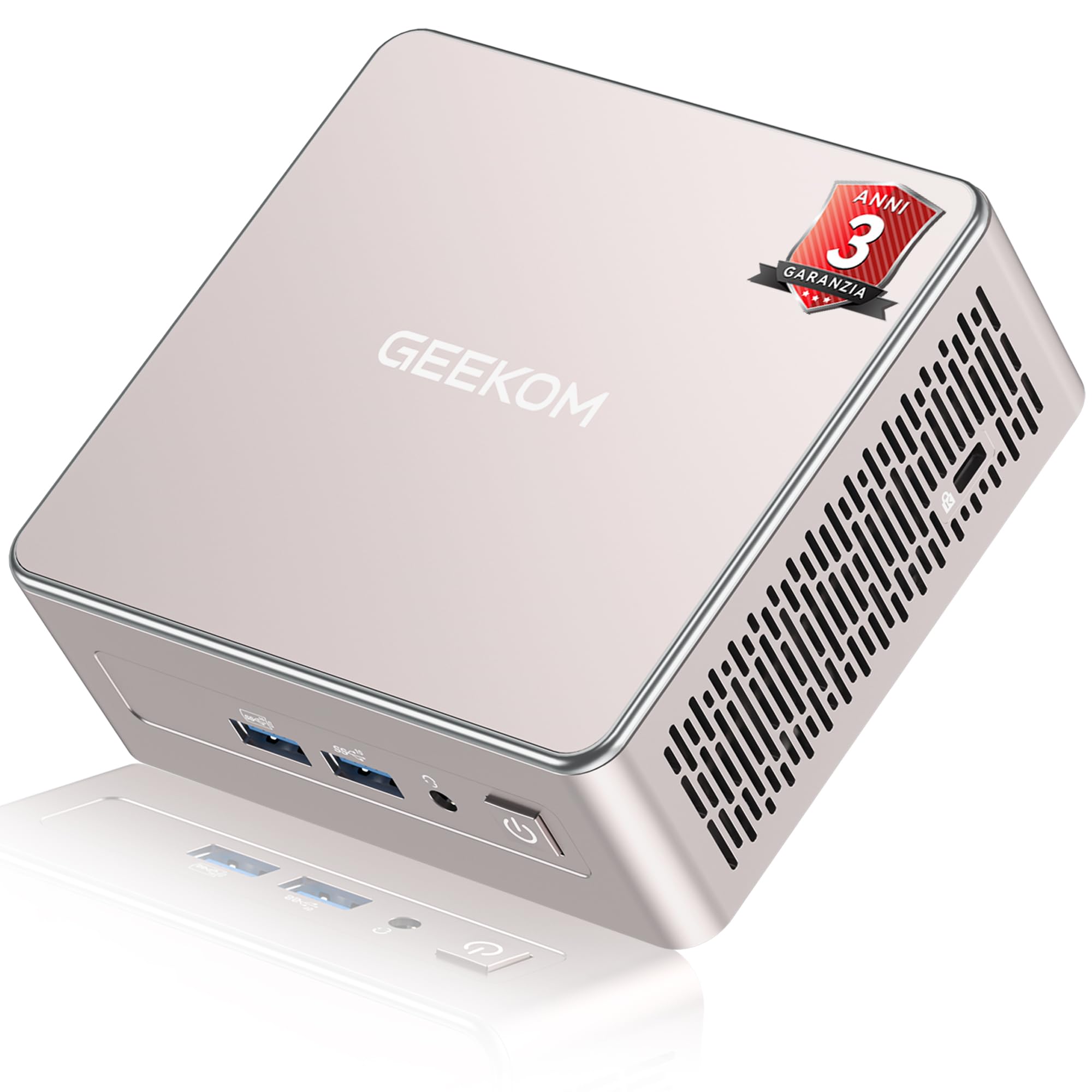 GEEKOM A5 Mini PC con AMD Ryzen 5 7430U e Vega 8 Grafica|16GB RAM(Memoria DDR Espandibile,Non LPDDR) e 1TB SSD|Mini PC Windows 11 |LAN 2.5G| Slot SD| USB4 e HDMI| Uso per Lavoro d'Ufficio