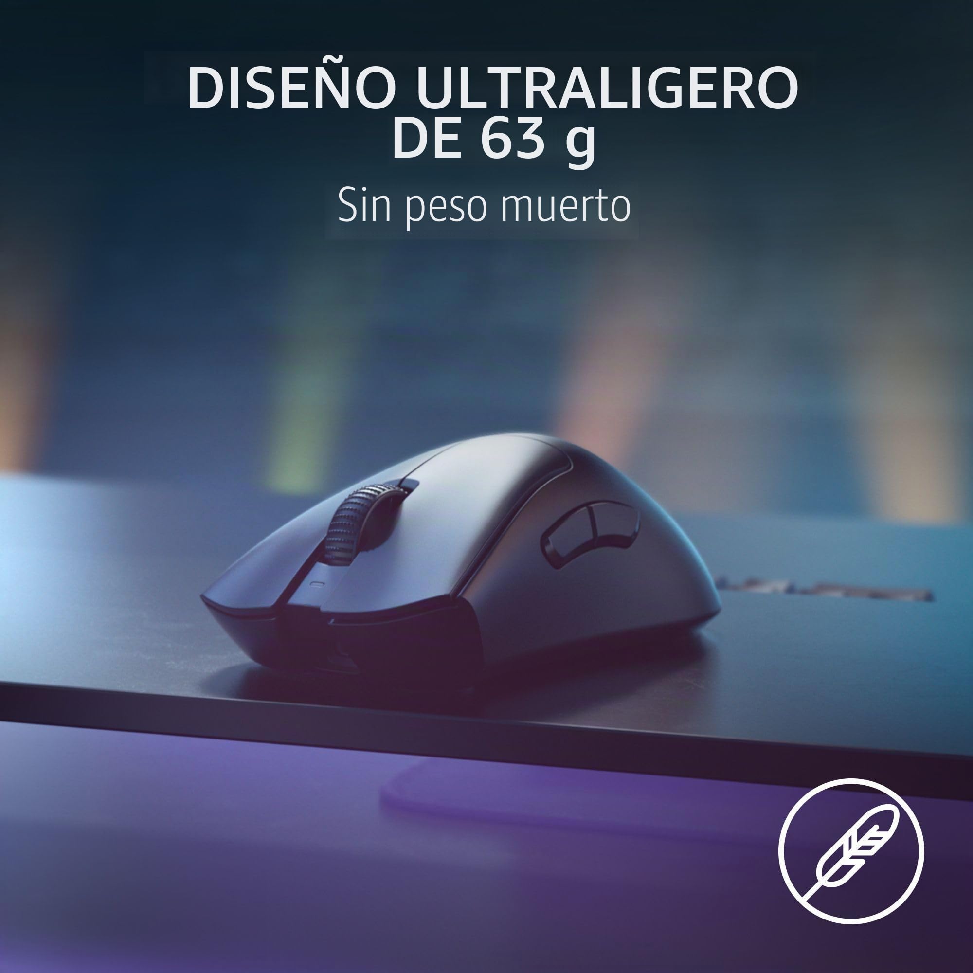 Razer DeathAdder V3 Pro - Ratón inalámbrico para juegos + dongle inalámbrico HyperPolling: 63 g, ligero, sondeo 8K, interruptores ópticos, sensor óptico Gen3-30K, 6 botones programables, batería de 90