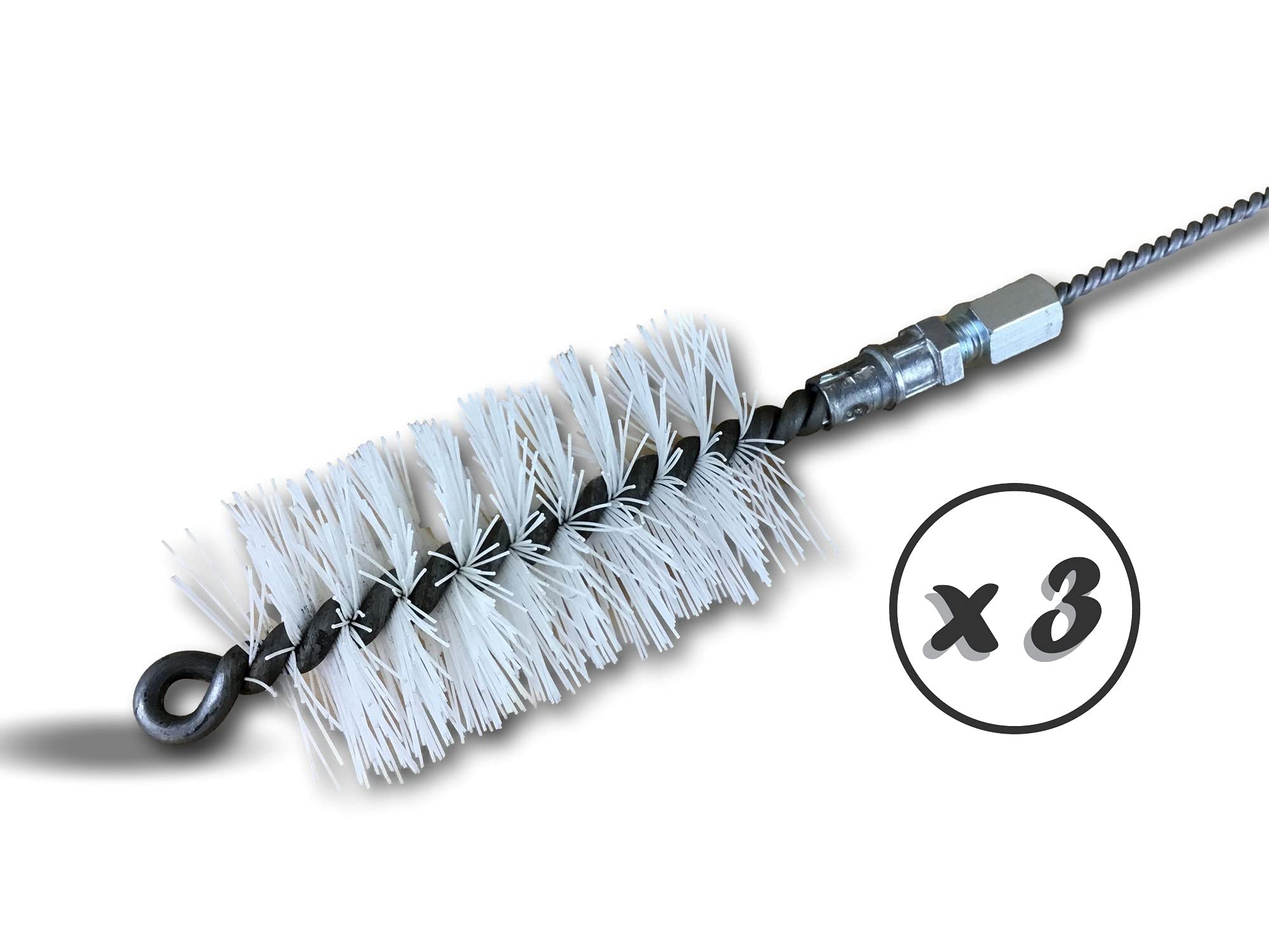 Nylonowa szczotka do rur z drążkiem 90 cm | Zestaw 3 | Ø 50 mm | Czyszczenie | Eliminacja osadów w rurach PCV | Przyłącze gwintowane | Ocynkowana stalowa podszewka z nylonu | Kibros 41SCN50Tx3