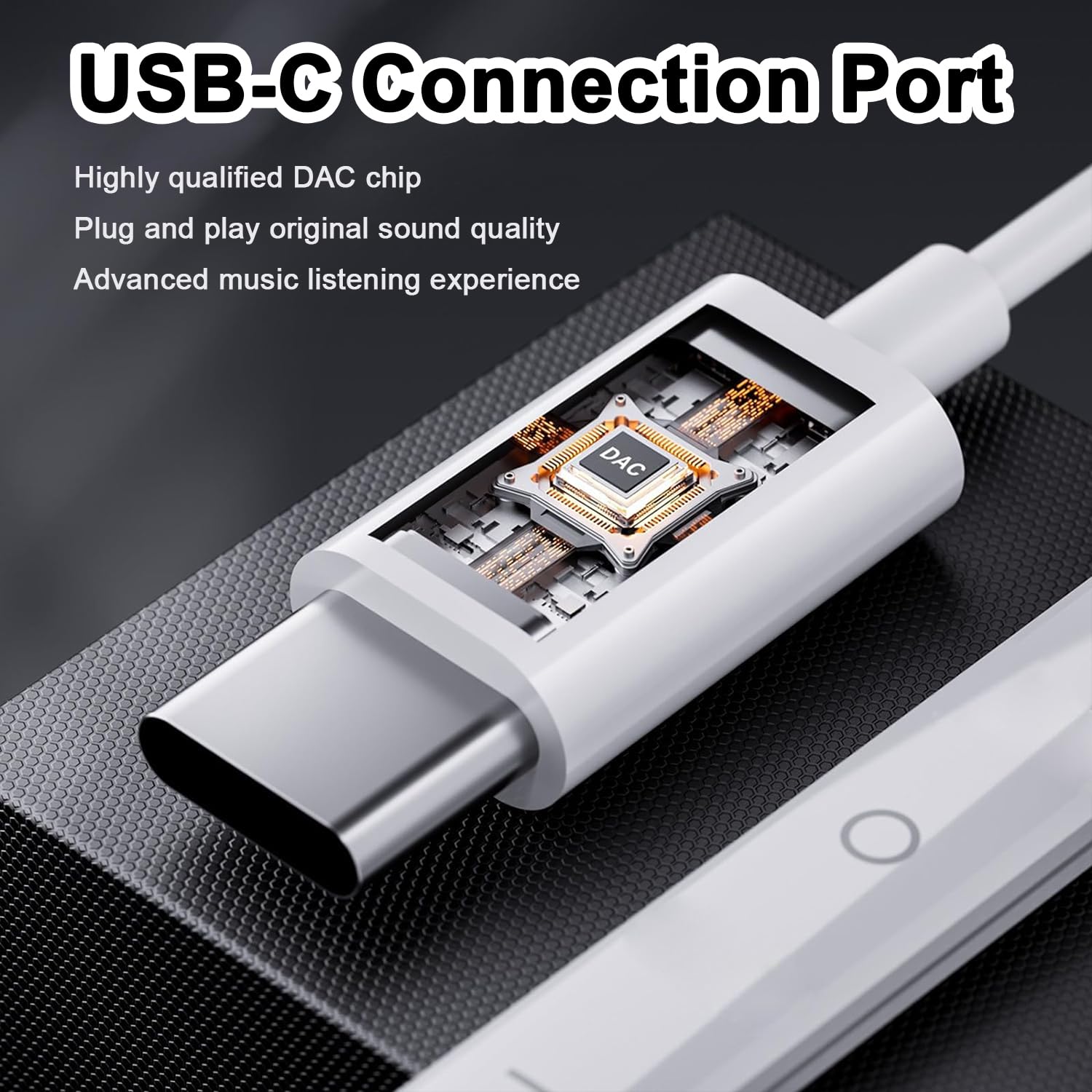 Słuchawki USB C do iPhone'a 17, 16, 15, przewodowe słuchawki douszne z mikrofonem i pilotem zdalnego sterowania, słuchawki douszne stereo HiFi z redukcją szumów, do iPada, Galaxy S25, S24, S23, S22