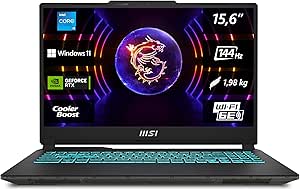 MSI Cyborg 15 Gaming Laptop, 15,6&#34; Full HD 144Hz, Intel Core i5-13420H, NVIDIA GeForce RTX 4050, 16GB DDR5, 512GB SSD, Windows 11 Home, QWERTZ Tastatur, A13VE-863, Schwarz/transparent