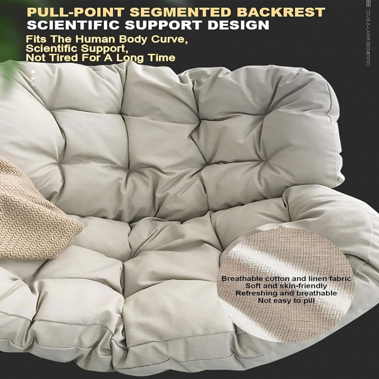 Krzesło bujane na zewnątrz, wygodne, ergonomiczne, wiklinowe, wewnętrzne, rattanowe, wiklinowe, krzesło wypoczynkowe z miękkim, grubym Cushio, do salonu, sypialni, czytelni (pomarańczowy)