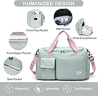 Vista 63 de Pequeña bolsa de gimnasio para mujer, bolsa de viaje con compartimento para zapatos