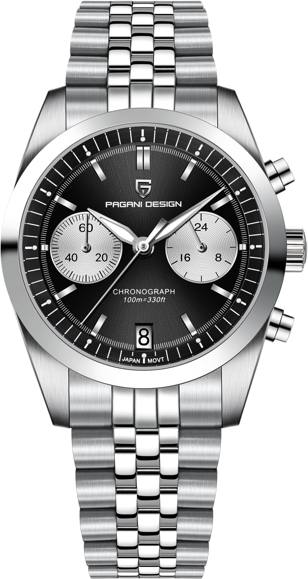 PAGRNE DESIGNPagani Design Men's Watch Chrongraph Quartz Analogue Timer Japanese Movement vk64 Stainless Steel Wristwatch for Men with Sapphire Glass Waterproof Date