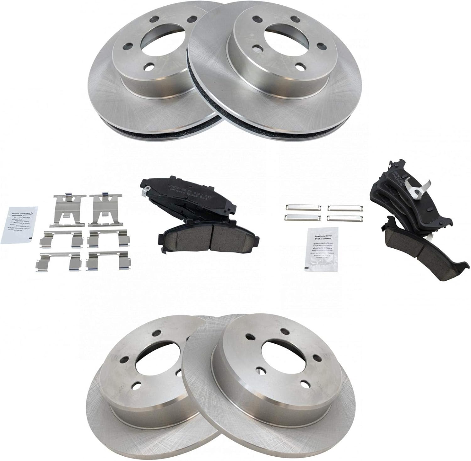 TRQ Front and Rear Brake Pad & Rotor Kit Brake Pads Brake Rotor Ceramic Compatible with 1995-2001 Ford Explorer 1998-2001 Mercury Mountaineer