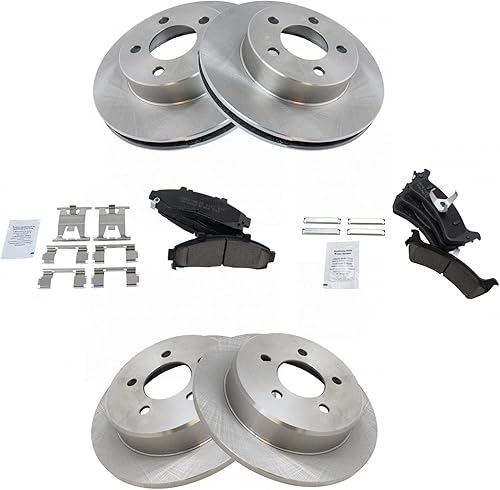 Miniatura 9 de TRQ Kit de pastillas de freno y rotor delantero trasero con productos químicos compatibles con Ford Mercury SUV